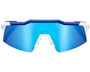 100% Speedcraft SL Sunglasses Matte White/Metallic Blue (HiPER Blue Multilayer Mirror Lens)