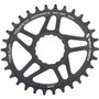 Black oval chainring with white decals
