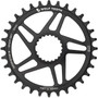 Black chainring with white decals