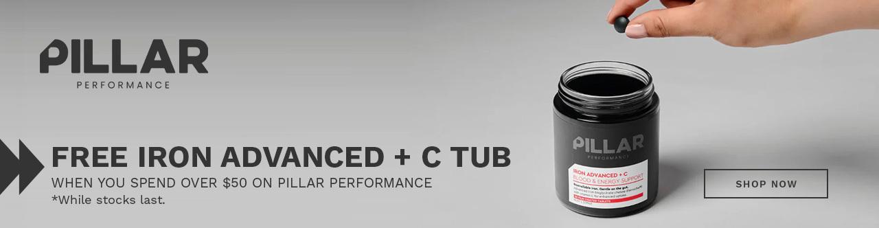 Free Iron advanced + tablets when you spend $50 on pillar performance