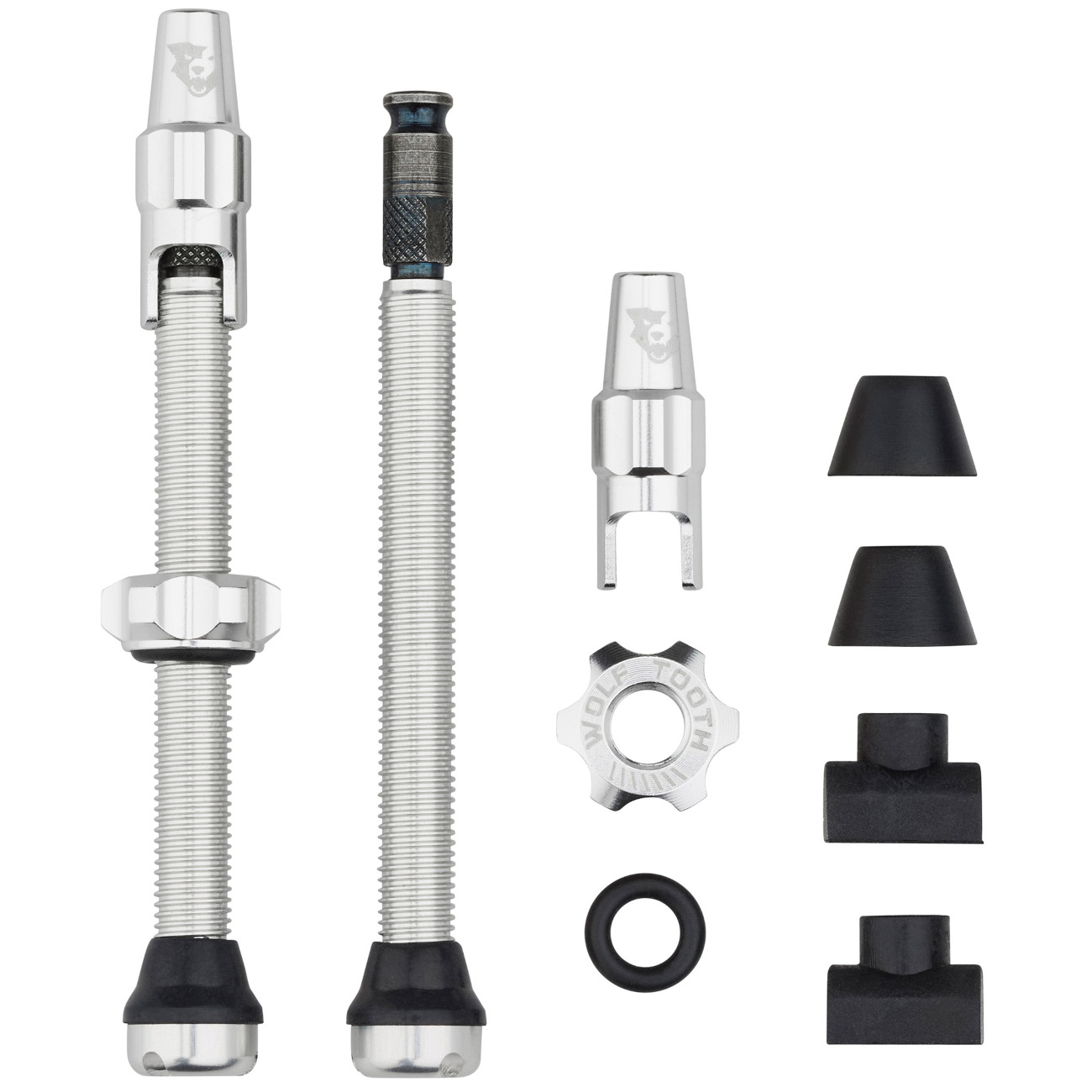 Wolf Tooth Tubeless Valve Kit for Clik Valves 60mm Raw Silver