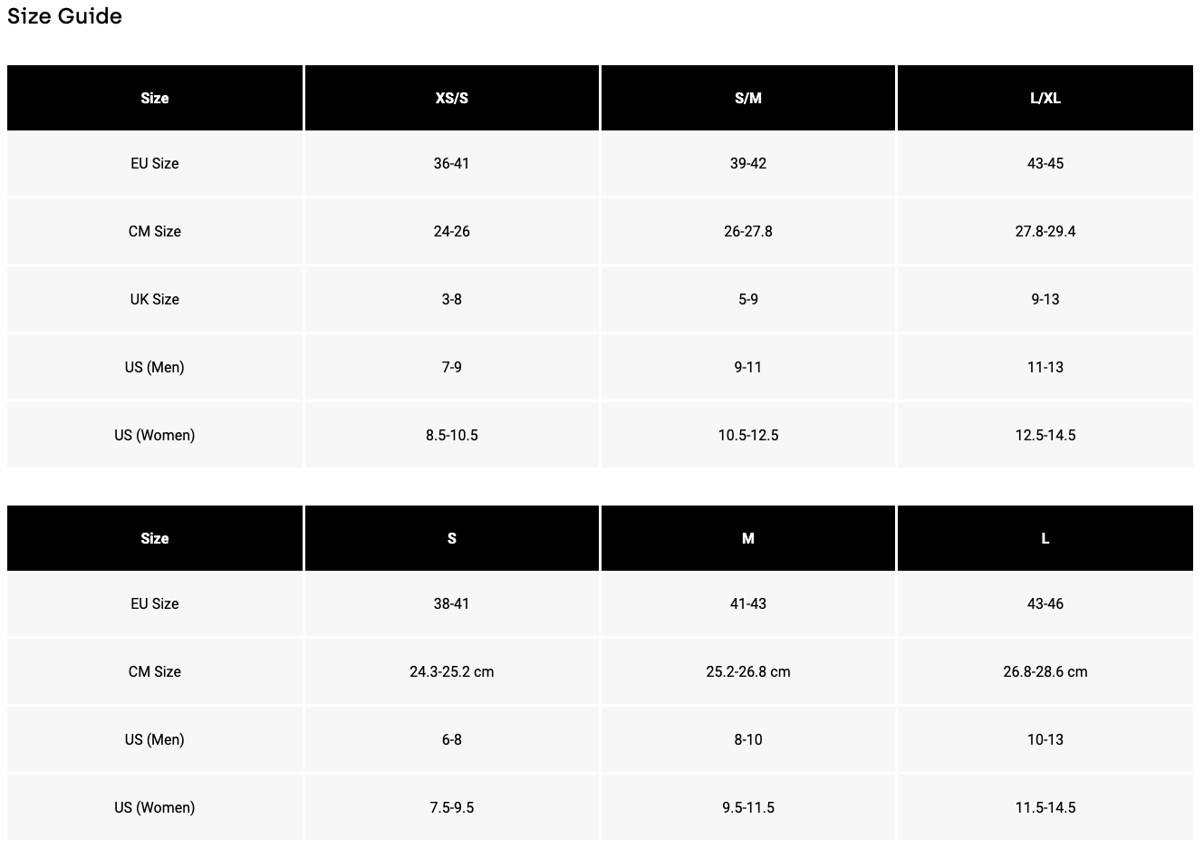 Size Chart