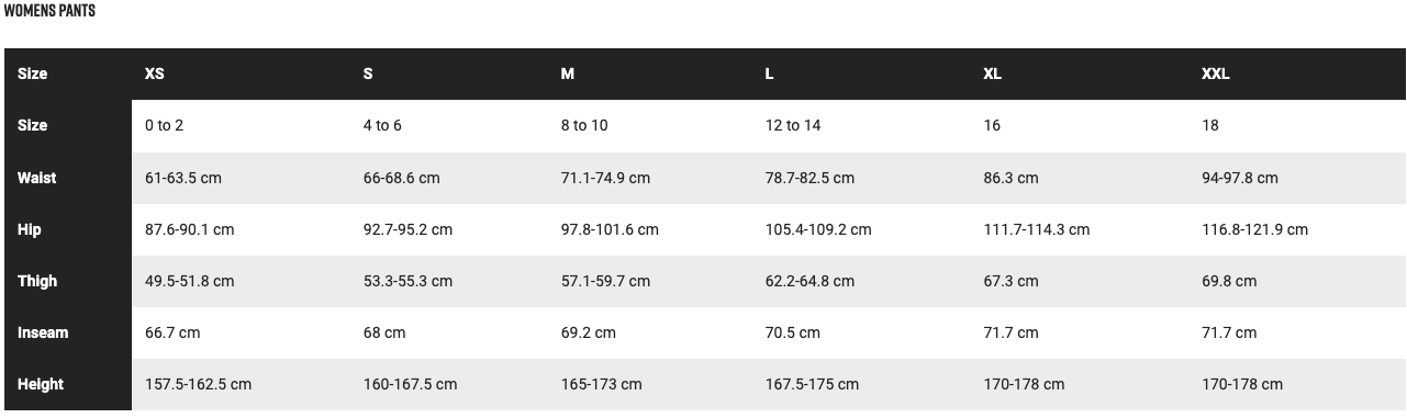 Size Chart