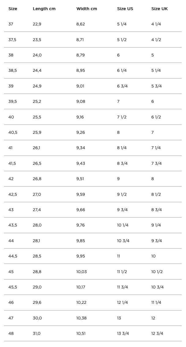 Size Chart