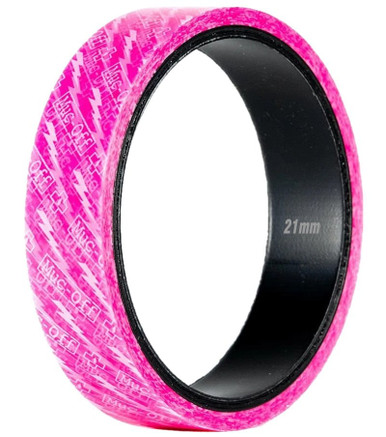 Muc Off Tubeless Bike Rim Tape - 10m Roll, Pressure-Sensitive, Semi-Transparent, 17mm Wide, 4 Patches