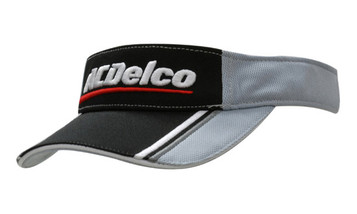 Mesh Knit Visor with Fabric Inserts and Embroidery on Peak Mesh Knit Visor with Fabric Inserts and Embroidery on Peak