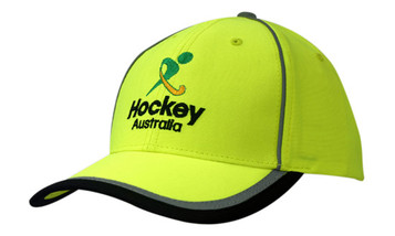 Luminescent Safety Cap with Reflective Piping/Stripes on Crown & Peak Luminescent Safety Cap with Reflective Piping/Stripes on Crown & Peak