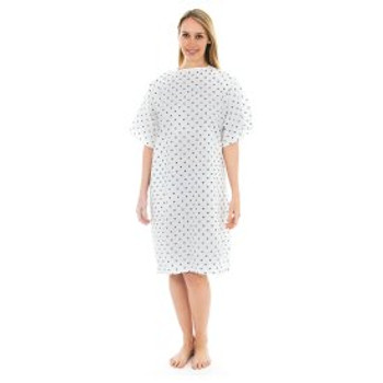 Royal Blue International Patient Exam Gown, One Size Fits Most, White / Blue Print, Reusable
