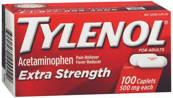 Tylenol® Extra Strength Acetaminophen Caplets, 500 mg, 100/Box