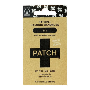Patch™ On The Go Bamboo Adhesive Strips Infused with Charcoal, Black, 3/4 X 3"