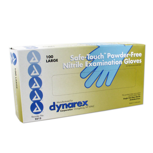 Safe-Touch™ Blue Nitrile Powder Free Exam Gloves with Textured Fingertips