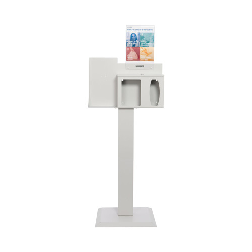 Cover Your Cough Compliance Station Kit with Floor Stand and Vertical Sign Holder, Quartz-Beige