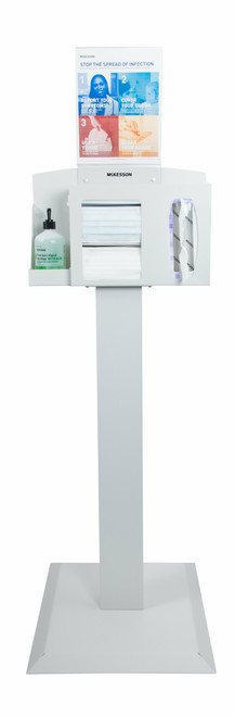 Cover Your Cough Compliance Station with Floor Stand and Vertical Sign Holder, 18 x 59.10 x 18 Inch