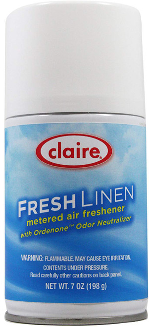Claire® Air Freshener Refill, Dry Mist, Fresh Linen Scent, 7 oz. Can, 12/Case