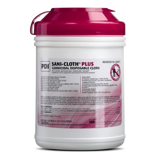 Sani-Cloth® Plus Germicidal Disposable Wipes, 6 x 6-3/4 Inch Cloth Wipes, 160/Canister