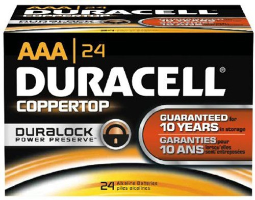 Coppertop Alkaline Batteries, AAA Cell 1.5V, 24/Box