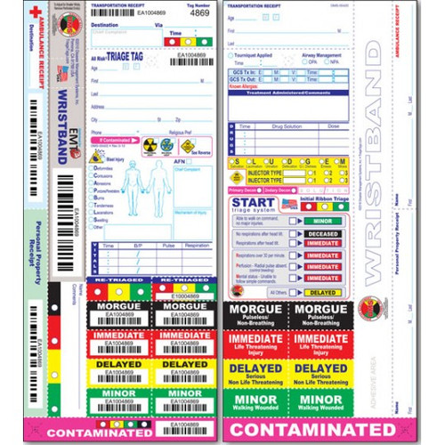 All Risk® Triage Tags With Patient Wristband by Disaster Management Systems, 50/Pack