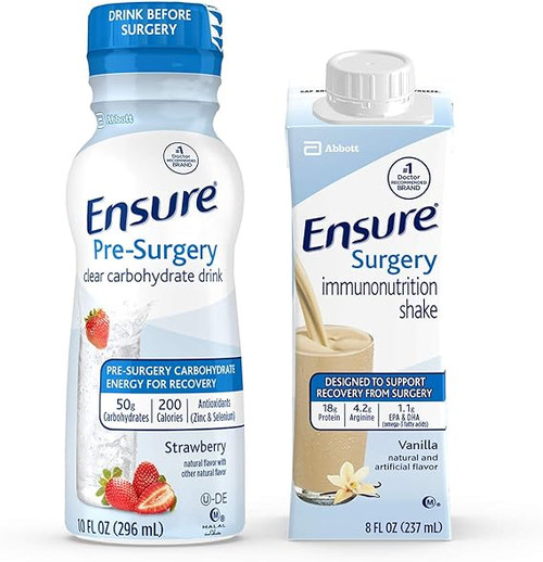 Ensure Pre-Surgery Clear Carbohydrate Oral Supplement / Surgery Immunonutrition Shake, Strawberry-Vanilla Flavor, 8 &10 oz., 23/Case