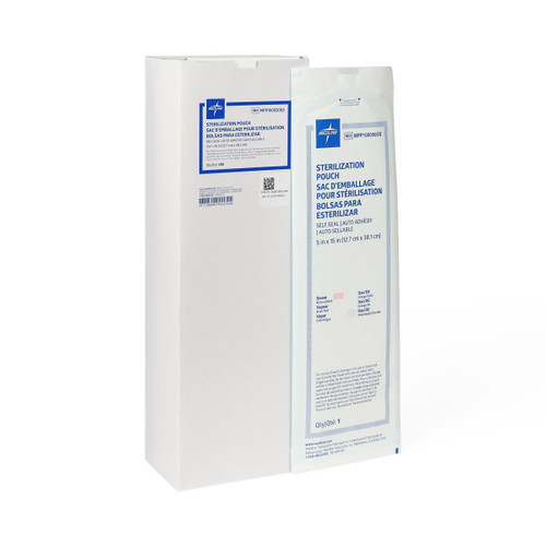 Medline Steam and Gas Self-Seal Sterilization Pouch, 5" x 15", 1000/Case