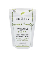Choffy Brewed Cacao- Nigeria Dark Roast 10 oz - Dark Chocolaty Flavor, Smooth and Roasted