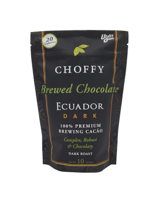 Choffy Brewed Cacao - Ecuador Dark - 10z Complex, Robust & Chocolaty.
Approximately 36-42 6 oz. servings.
