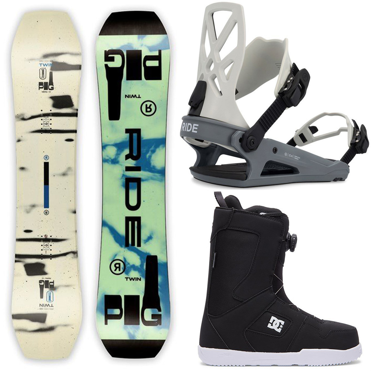 Ride TWINPIG Complete Snowboard Package