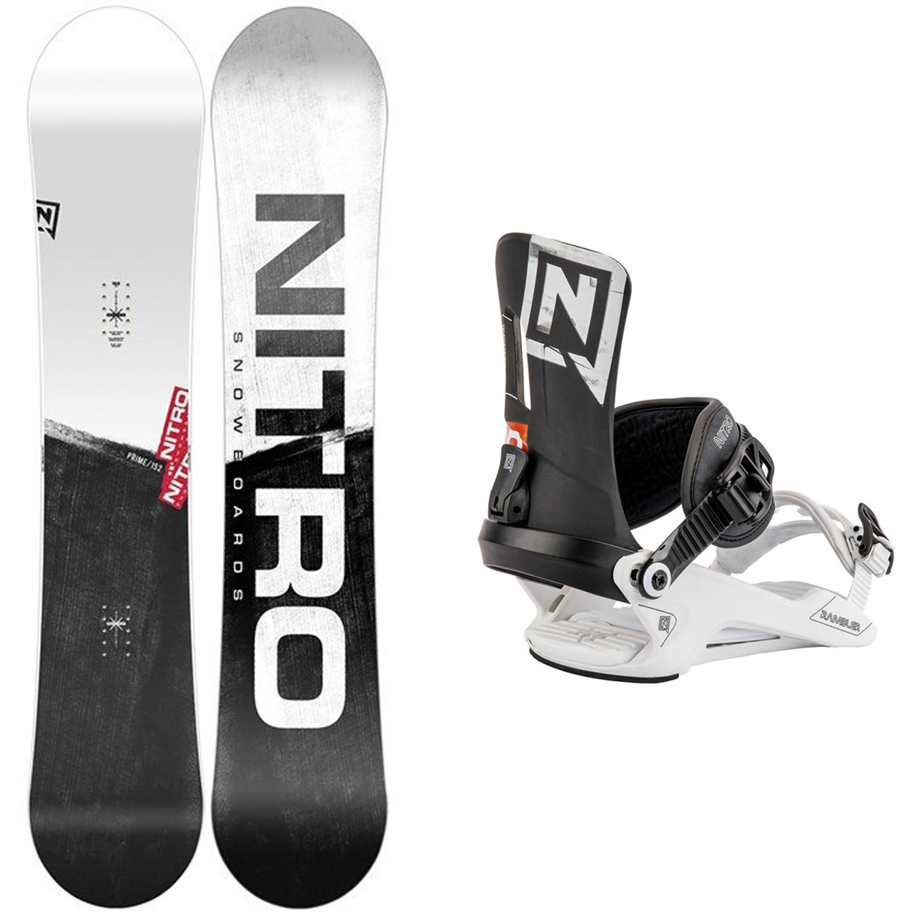 Nitro Prime Raw Snowboard 2023 with Nitro Rambler Bindings - Level Sports