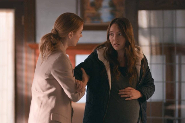 Kate Williamson wearing a Moonbump Fake Belly in Season 1 of Virgin River