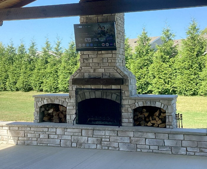 Outdoor Stone Fireplace