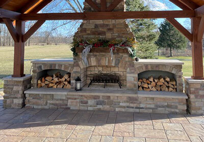 Outdoor Stone Fireplace
