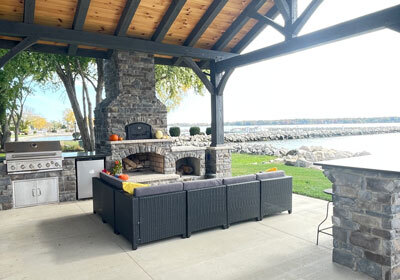 Outdoor Stone Fireplace