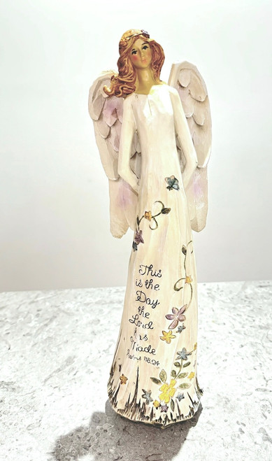 Resin Angel Figurine with Psalms Quote 13 1/2"H X 4"