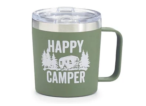 Happy Camper Stainless Travel Mug W Sliding Lid