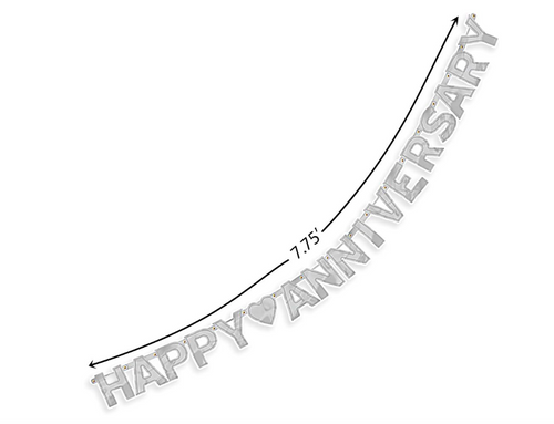 Happy Anniversary Silver Large Foil Letter Banner - 6.75' x 6.25" Happy Anniversary Silver Large Foil Letter Banner - 6.75' x 6.25"