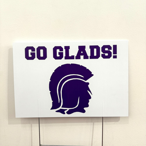  Fowlerville Gladiators Glad Head Yard Sign- White 18"x 12"  Pick Up Only