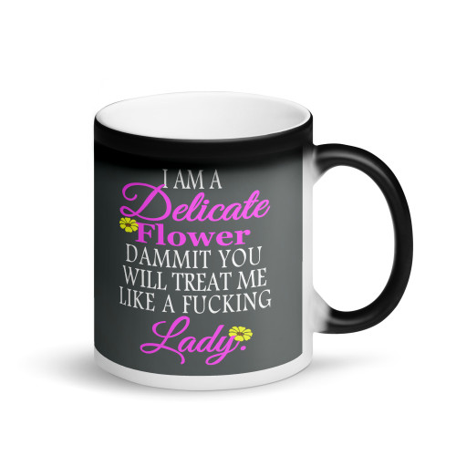 DELICATE FLOWER MATTE BLACK MAGIC MUG