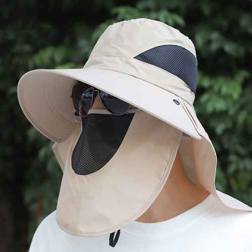 Summer Men's Sun Protection Hat Neck Protection Breathable Anti-UV Insect-proof