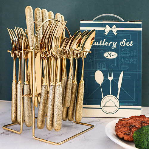 Kitchen Luxury Retro Style Utensils With Holding Rack Match Sets