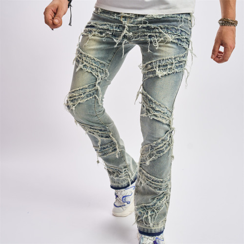 Men's Stacked Fashion Jeans Loose Wide Leg Over the Shoe Casual Wear