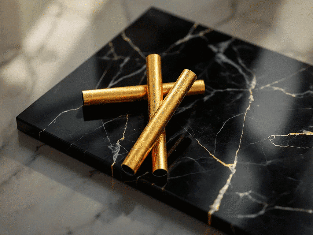 Shine 24K Gold rolling papers shining under light.