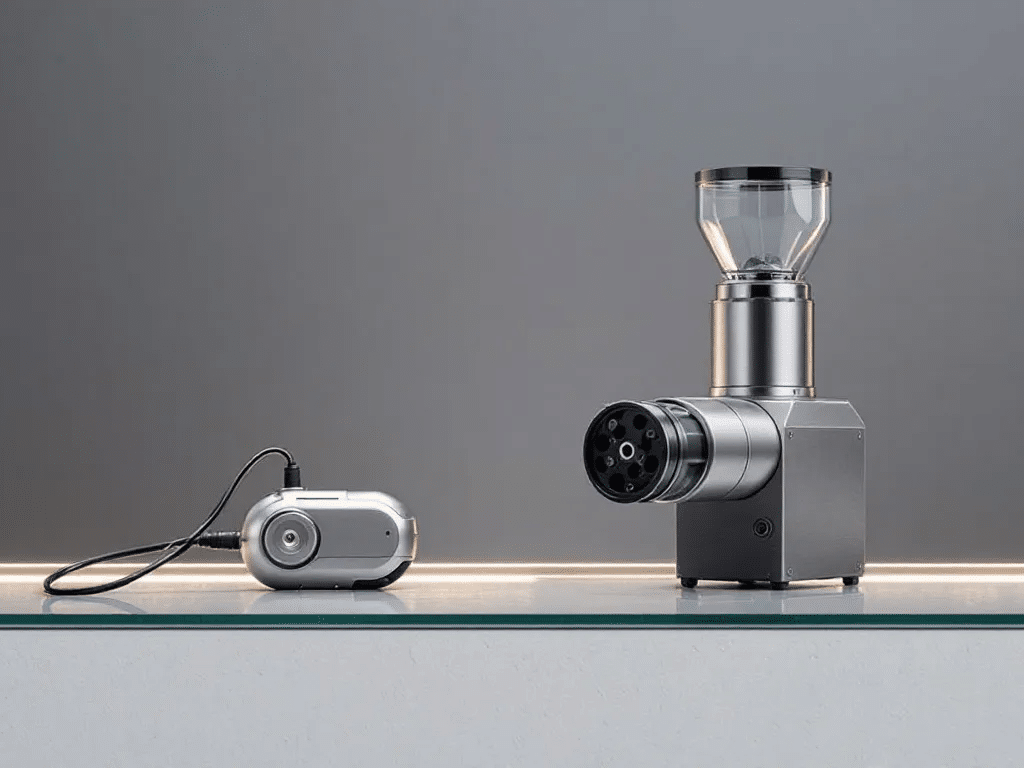 Comparison of a pocket grinder and a full-sized grinder side by side.