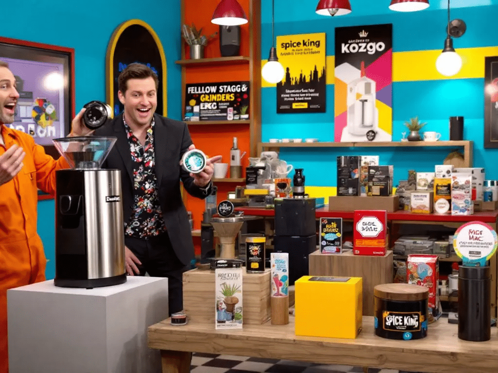 Top brands of herb grinders displayed in a retail setting.