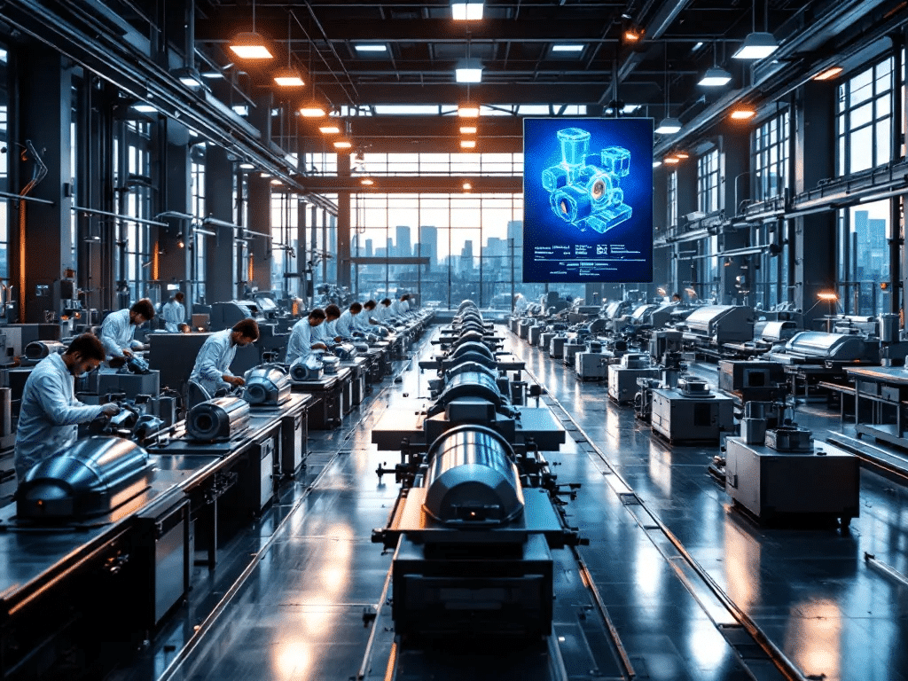 A factory setting where a custom grinder manufacturer is producing grinders.
