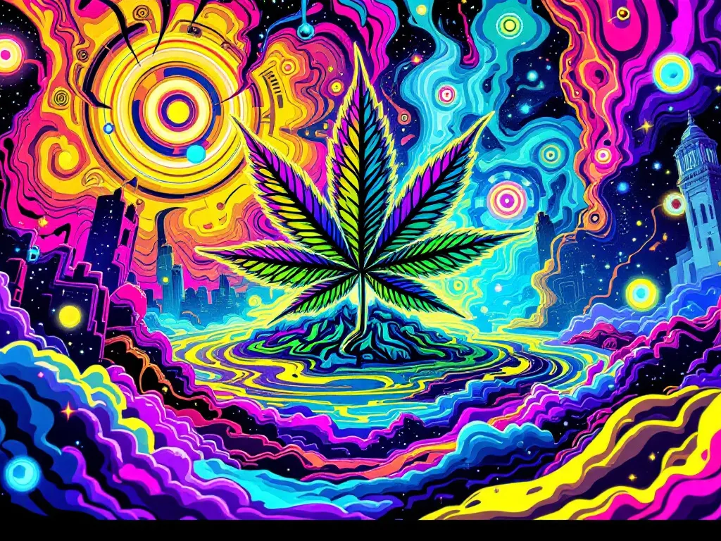 A creative representation of a weed logo design process.