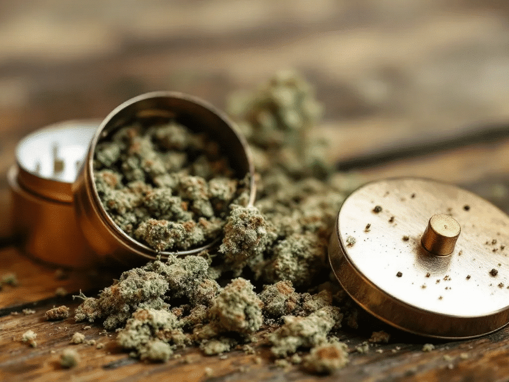 A high-tech cannabis grinder with advanced features.