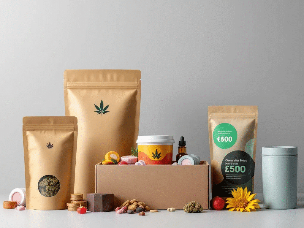 Packaging solutions for various cannabis products, demonstrating the versatility of weed pouches.