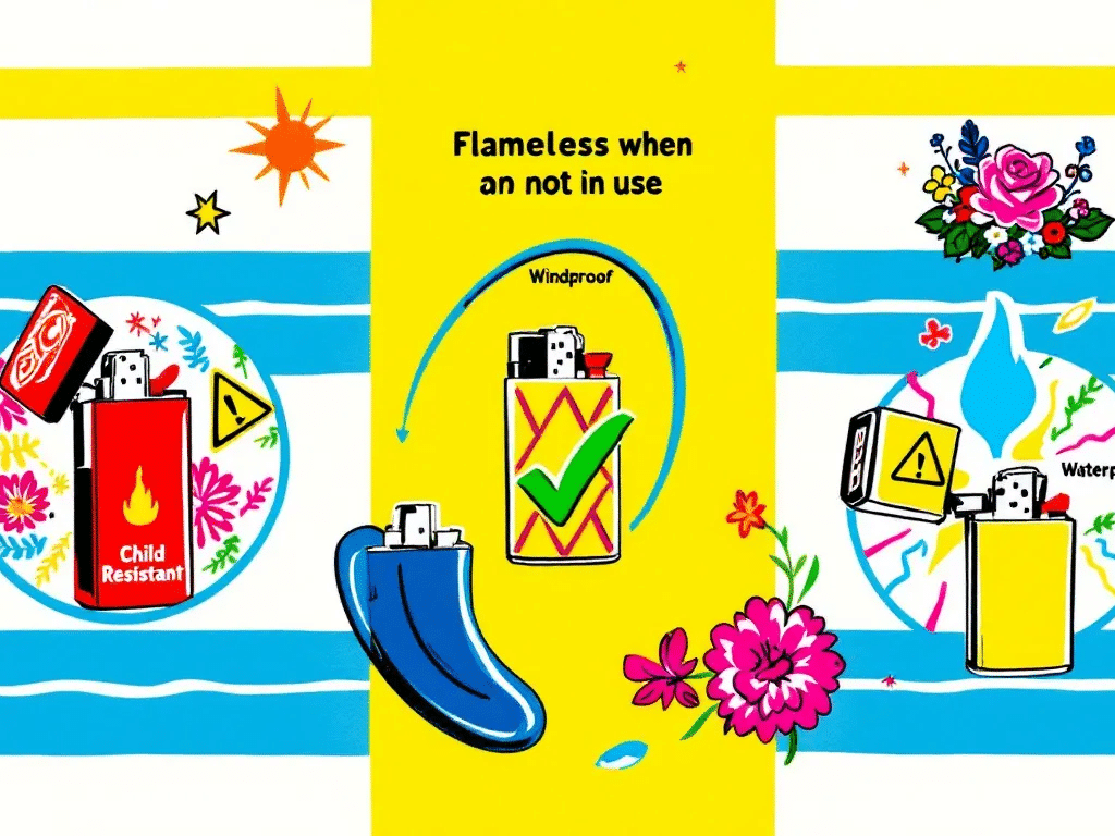 An illustration of safety features on BIC lighters.