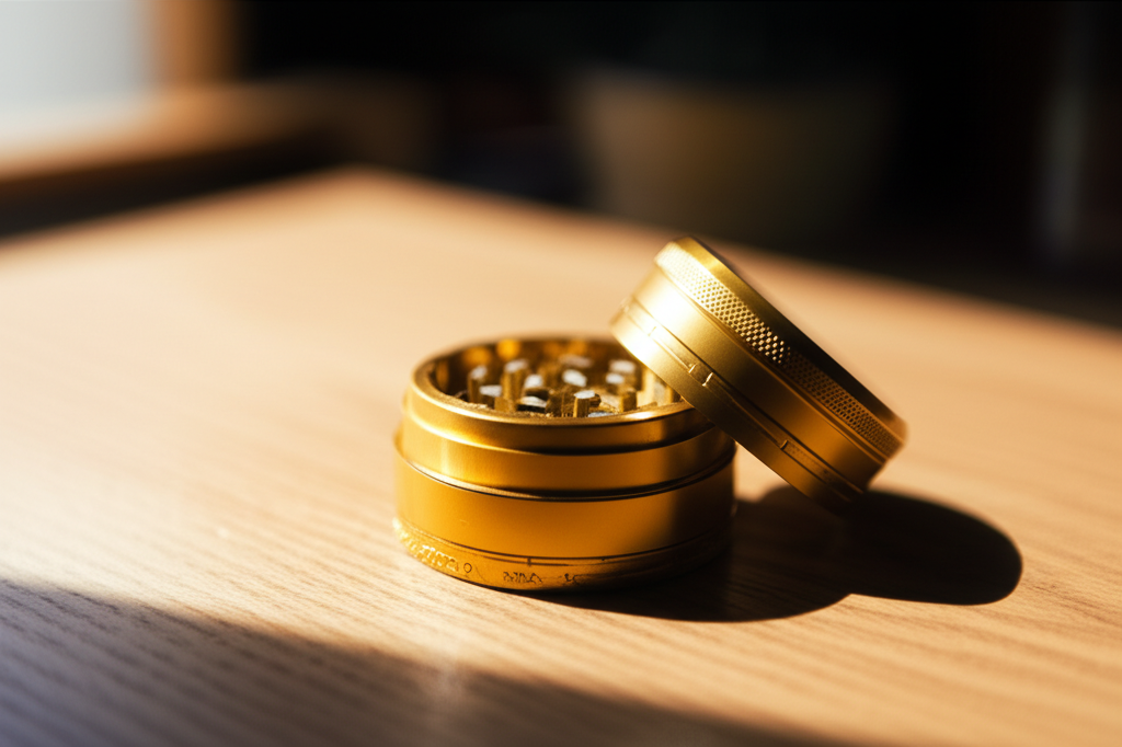 Premium Grinder Lifestyle - Natural Wooden Desk Setting