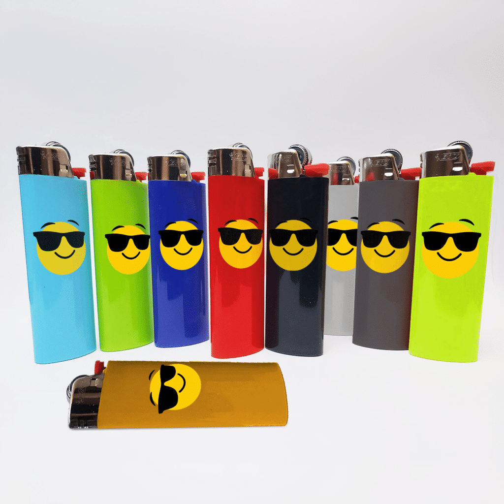 Official BIC Lighters in assorted light colors with single imprint custom logo.