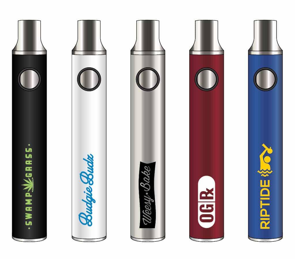 A personalized custom vape pen battery in a vibrant color.